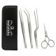 4PCS Matt Kitchen Tweezer Tongs, Stainless Steel Tweezers Set, Professional Kitchen Long Tweezers for Precise Plate Detailing, Cooking, Seafood, BBQ, Multi-use