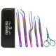 6PCS Multi Titanium Coated Kitchen Tweezer Tongs, Stainless Steel Tweezers Set, Professional Kitchen Long Tweezers for Precise Plate Detailing, Cooking, Seafood, BBQ, Multi-use